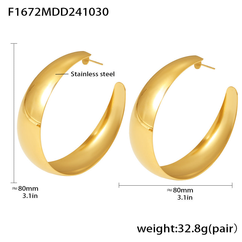 Stainless steel plated 18k gold circle earrings