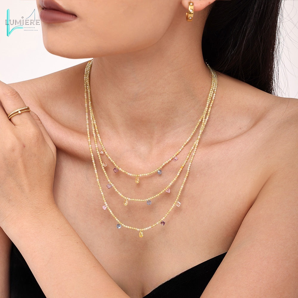 Dopamine zircon collarbone necklace