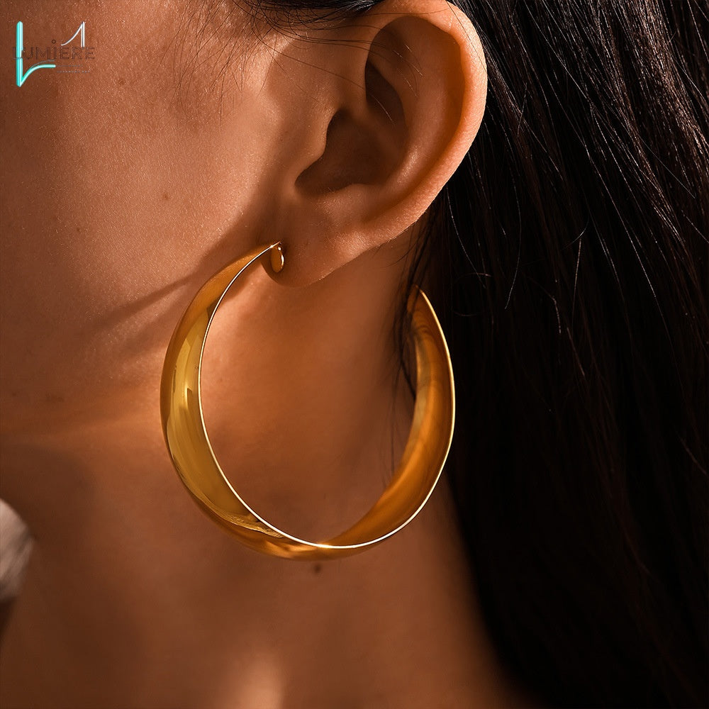 Stainless steel plated 18k gold circle earrings