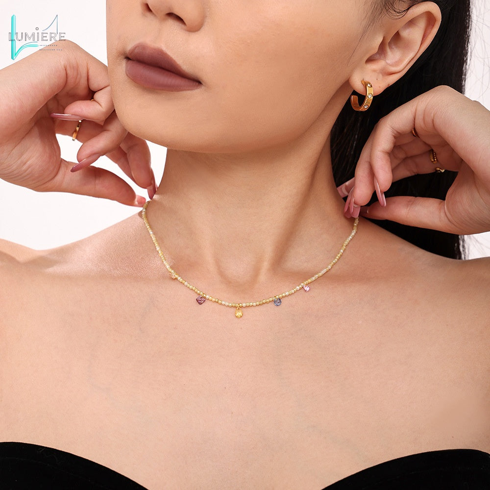 Dopamine zircon collarbone necklace