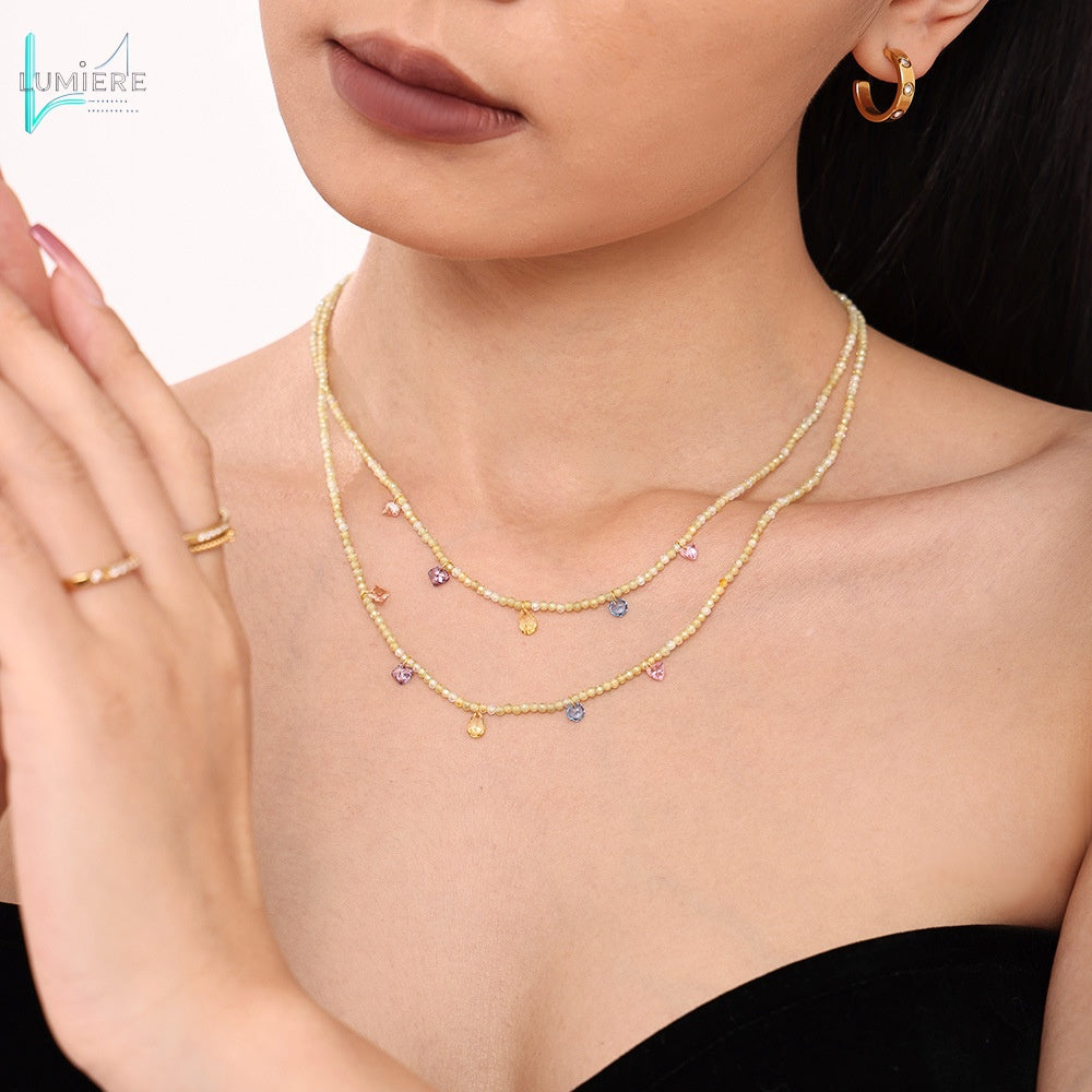 Dopamine zircon collarbone necklace