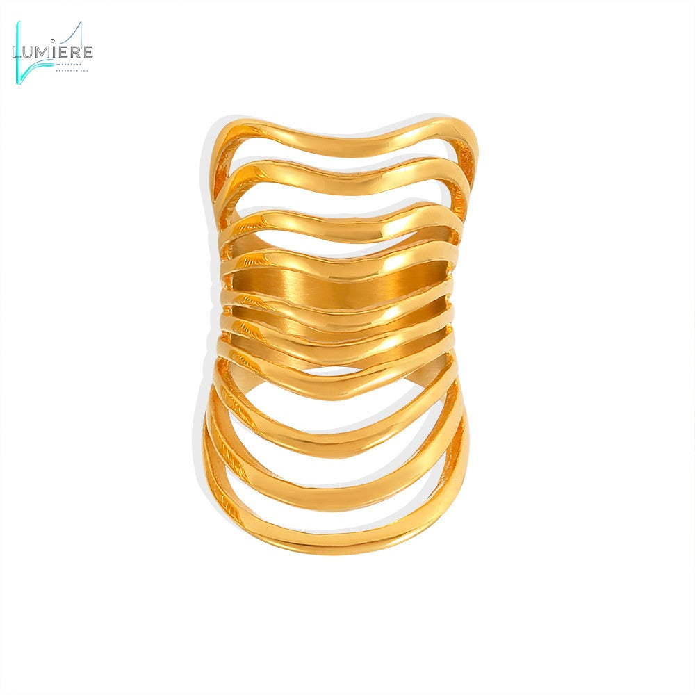 Stainless steel gold-plated hollow multi-layer line ring