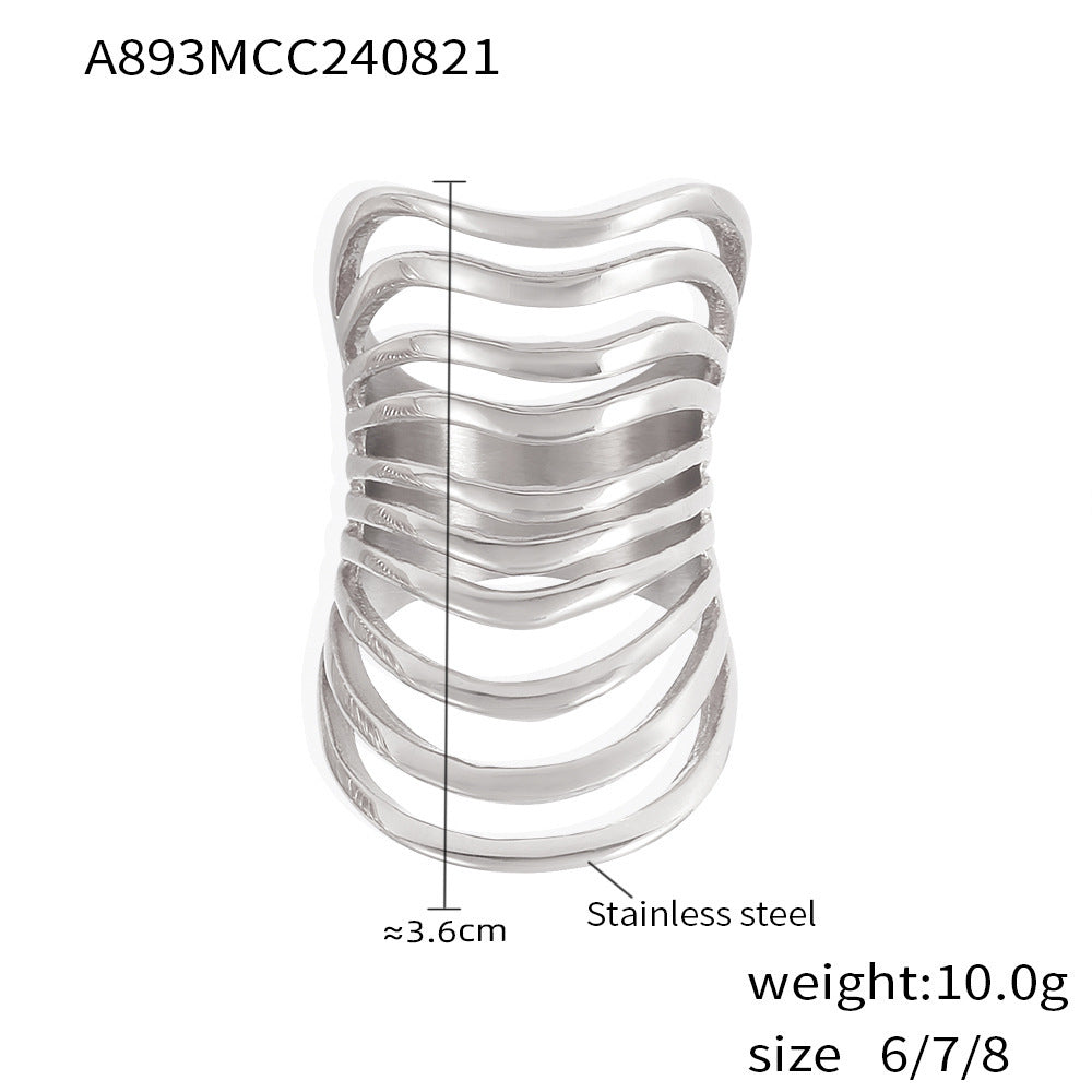 Stainless steel gold-plated hollow multi-layer line ring