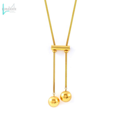 Long tassel pendant titanium steel plated with 18K real gold