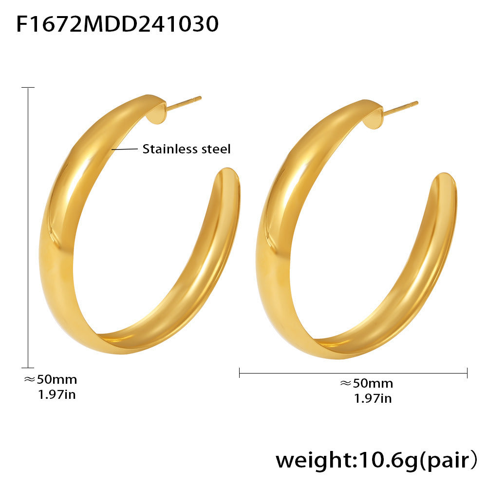 Stainless steel plated 18k gold circle earrings