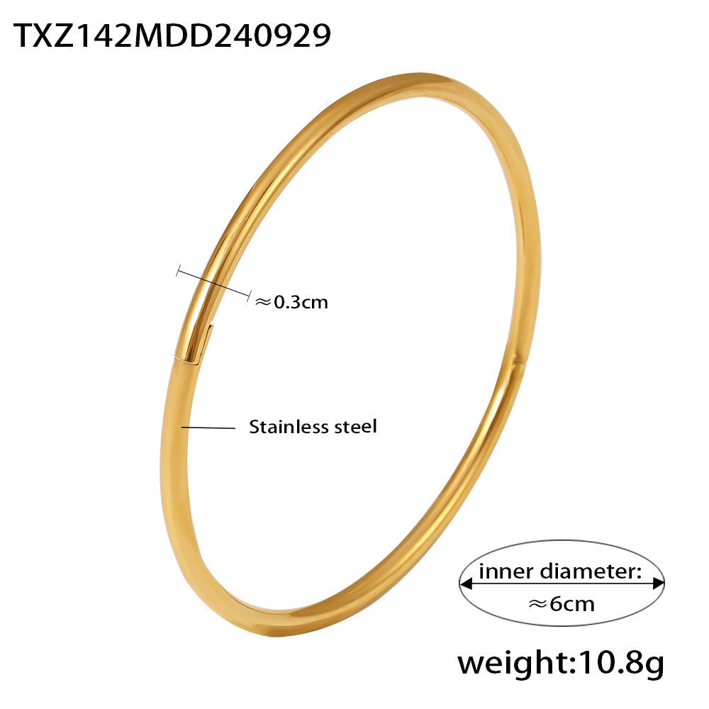 Stainless steel PVD plated 18K gold bow ring bracelet set