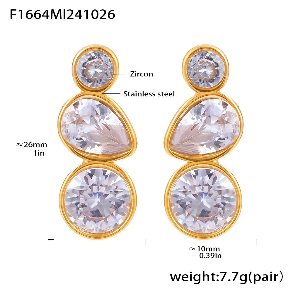 Water droplet inlaid zircon 18K gold earrings