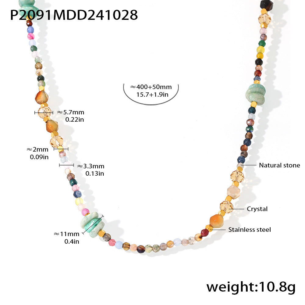 Crystal stone bead collarbone necklace