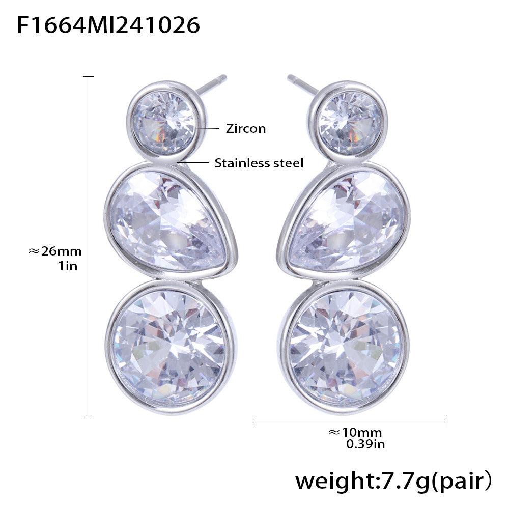 Water droplet inlaid zircon 18K gold earrings