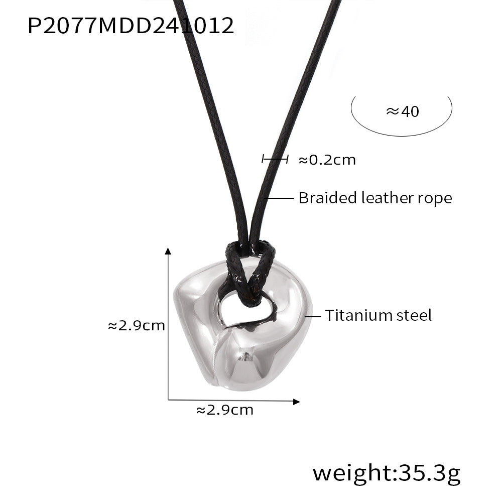 Titanium steel PVD coated 18k genuine gold leather rope adjustable necklace