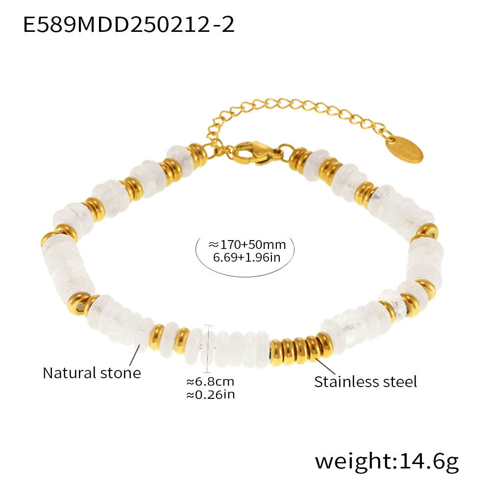 Natural Stone 18K Gold Abacus Bead Bracelet