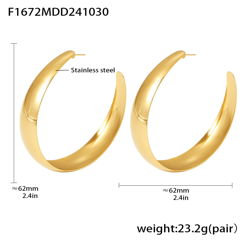Stainless steel plated 18k gold circle earrings