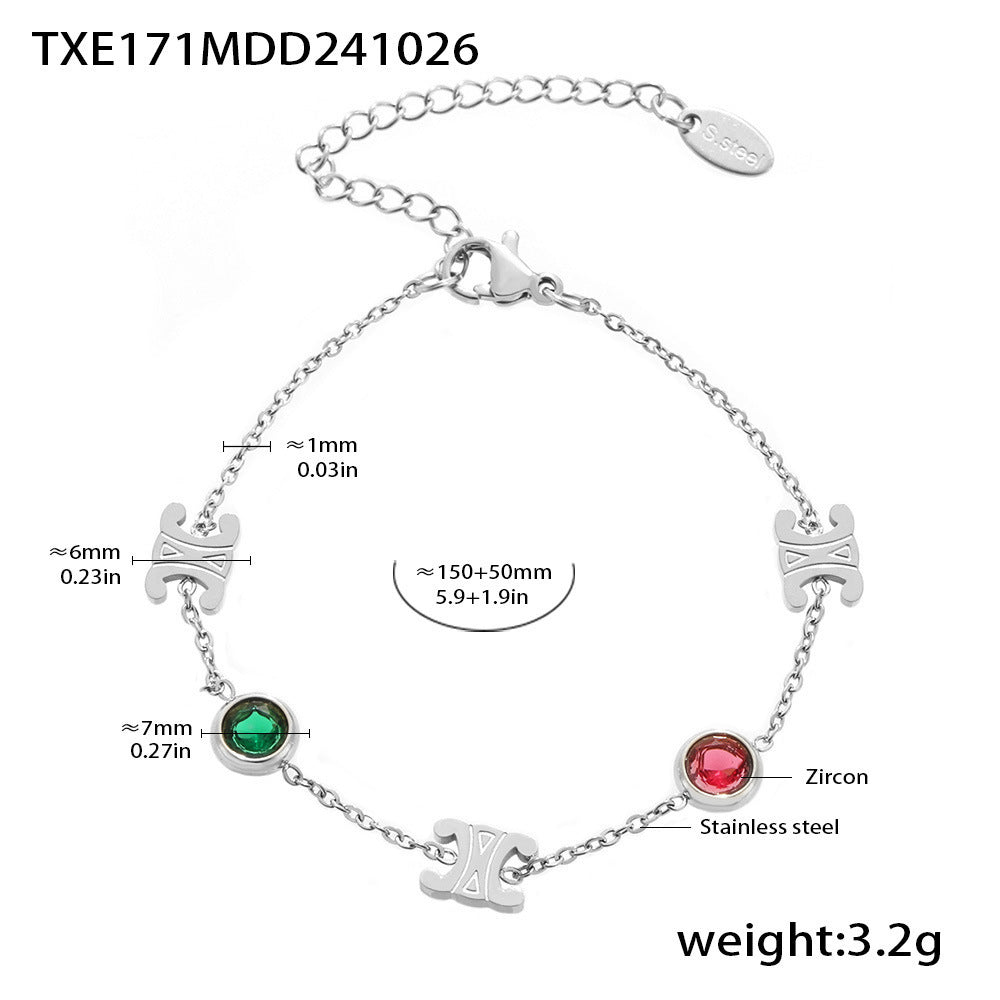 Color PVD electroplated genuine gold stainless steel zircon necklace bracelet set