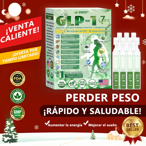 Cleansing® GLP-1 7-Day Intestinal Cleansing and Slimming Oral Liquid contiene 600 mil millones de probióticos vivos para ayudar con el control de peso, la digestión, el aumento de energía y la salud general. Resultados visibles en 7 días.