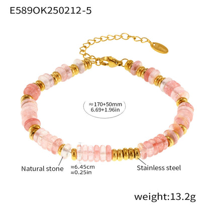 Natural Stone 18K Gold Abacus Bead Bracelet