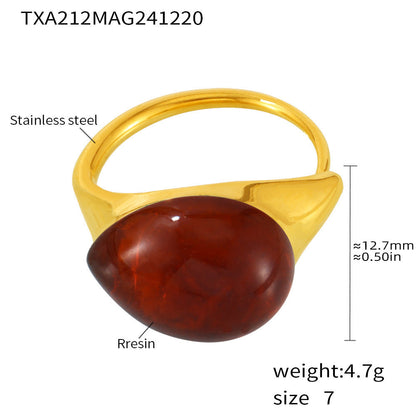 Multi colored droplet resin stainless steel ring