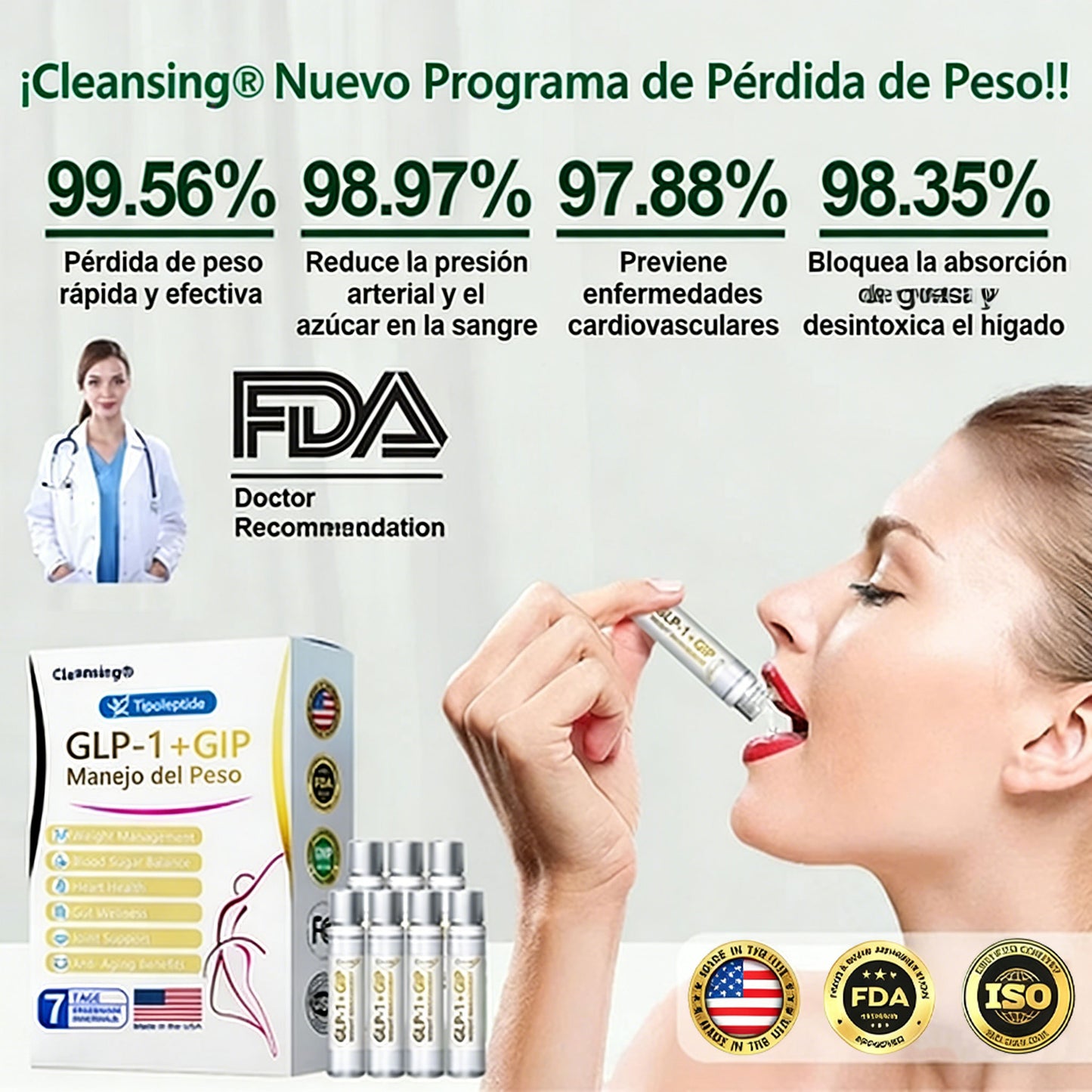 FDA | Tienda oficial de EE. UU. — Solución oral Cleansing® Telportide, solución de doble acción para bajar de peso con GIP y GLP-1, un frasco al día, resultados en 7 días🛍️