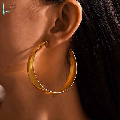 Stainless steel plated 18k gold circle earrings