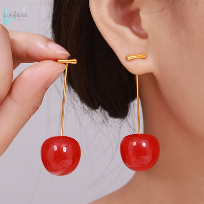 Cherry long earrings