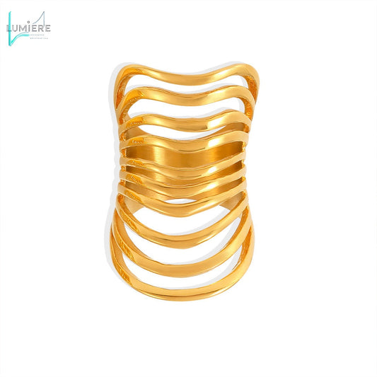 Stainless steel gold-plated hollow multi-layer line ring