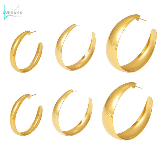 Stainless steel plated 18k gold circle earrings