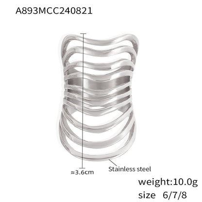 Stainless steel gold-plated hollow multi-layer line ring
