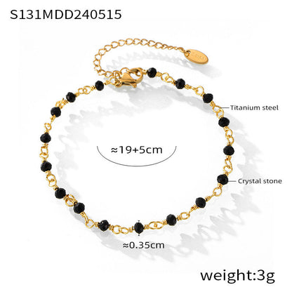 Natural stone titanium steel 18k gold foot chain