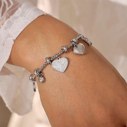 Diamond encrusted bracelet with titanium steel plated with 18k gold
