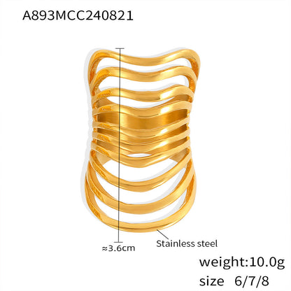Stainless steel gold-plated hollow multi-layer line ring