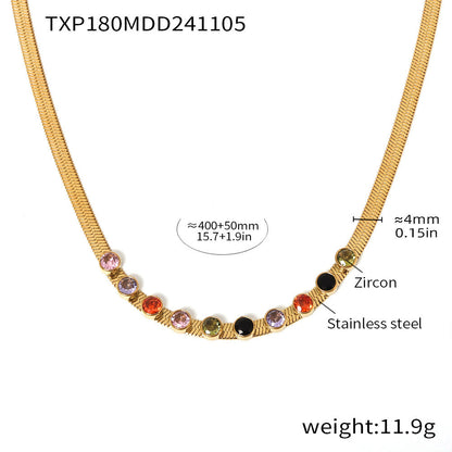 Colorful zircon 18K gold necklace bracelet