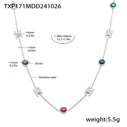 Color PVD electroplated genuine gold stainless steel zircon necklace bracelet set
