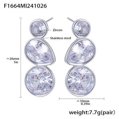 Water droplet inlaid zircon 18K gold earrings