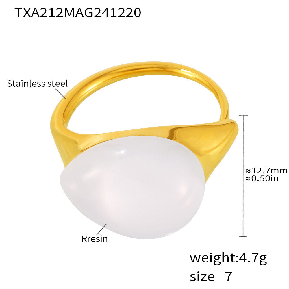 Multi colored droplet resin stainless steel ring