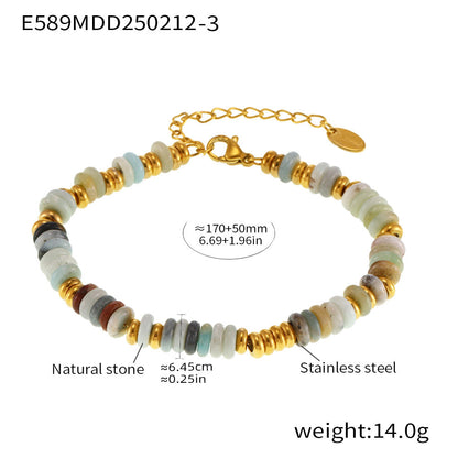 Natural Stone 18K Gold Abacus Bead Bracelet