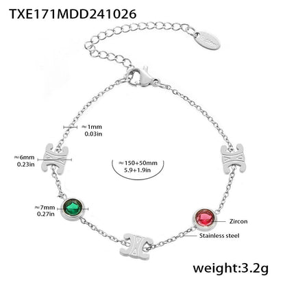Color PVD electroplated genuine gold stainless steel zircon necklace bracelet set