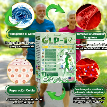 Cleansing® GLP-1 7-Day Intestinal Cleansing and Slimming Oral Liquid contiene 600 mil millones de probióticos vivos para ayudar con el control de peso, la digestión, el aumento de energía y la salud general. Resultados visibles en 7 días.