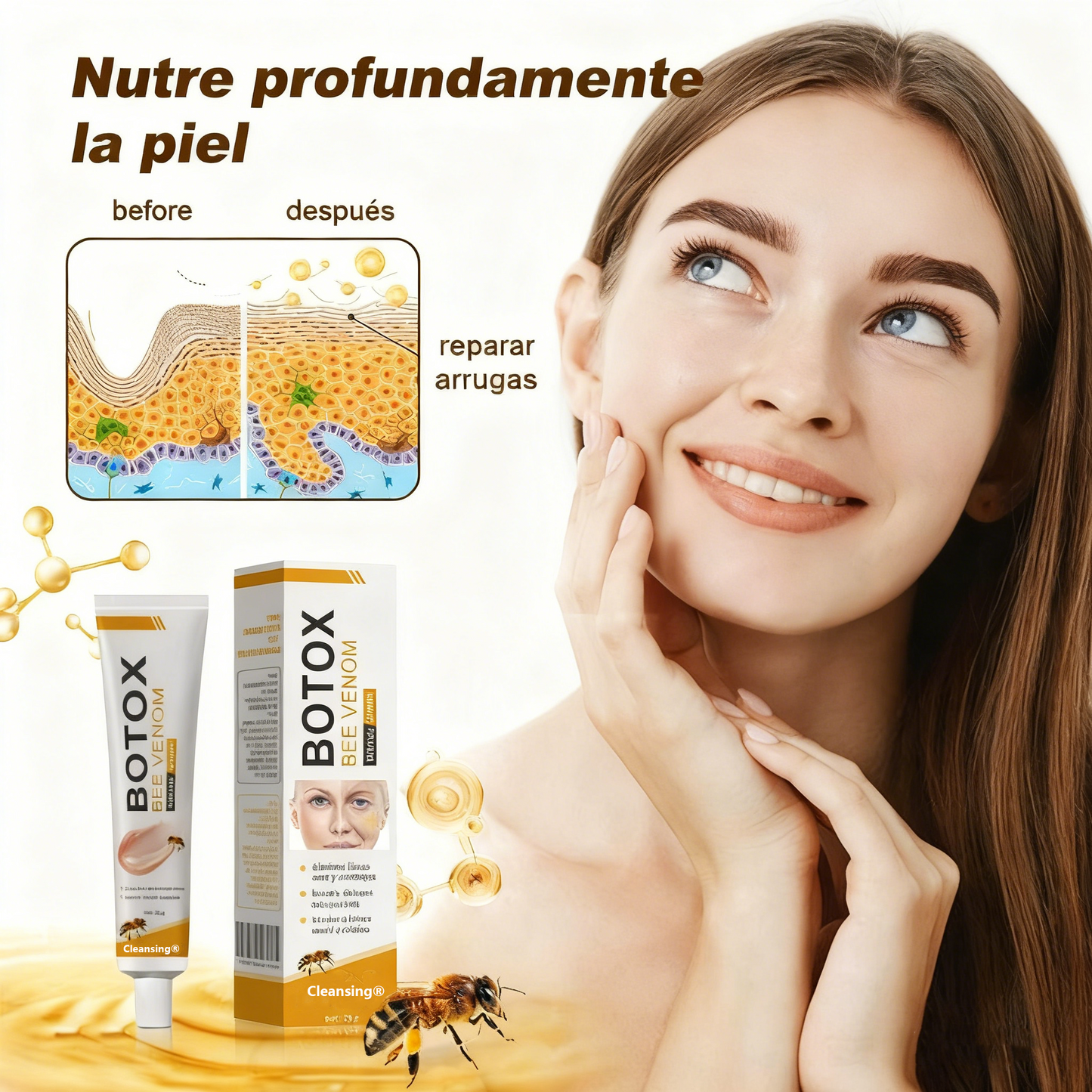 Crema Cleansing® para eliminar arrugas con veneno de abeja y botox (fabricada y enviada desde EE. UU.)