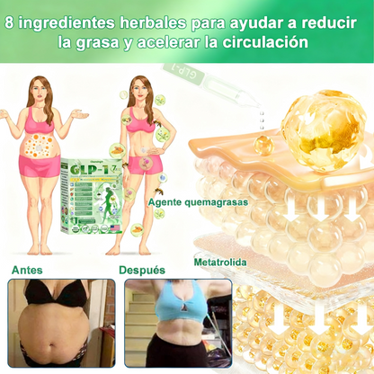 Cleansing® GLP-1 7-Day Intestinal Cleansing and Slimming Oral Liquid contiene 600 mil millones de probióticos vivos para ayudar con el control de peso, la digestión, el aumento de energía y la salud general. Resultados visibles en 7 días.