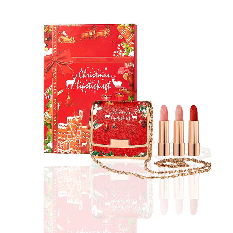 Christmas lipstick three-piece set moisturizing
