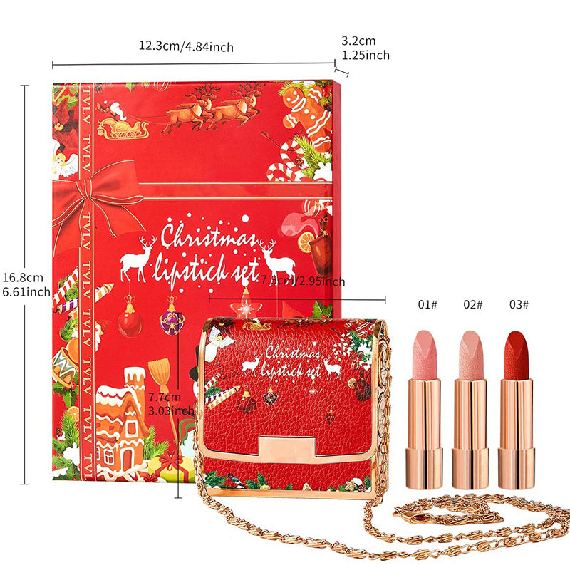 Christmas lipstick three-piece set moisturizing