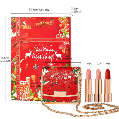 Christmas lipstick three-piece set moisturizing